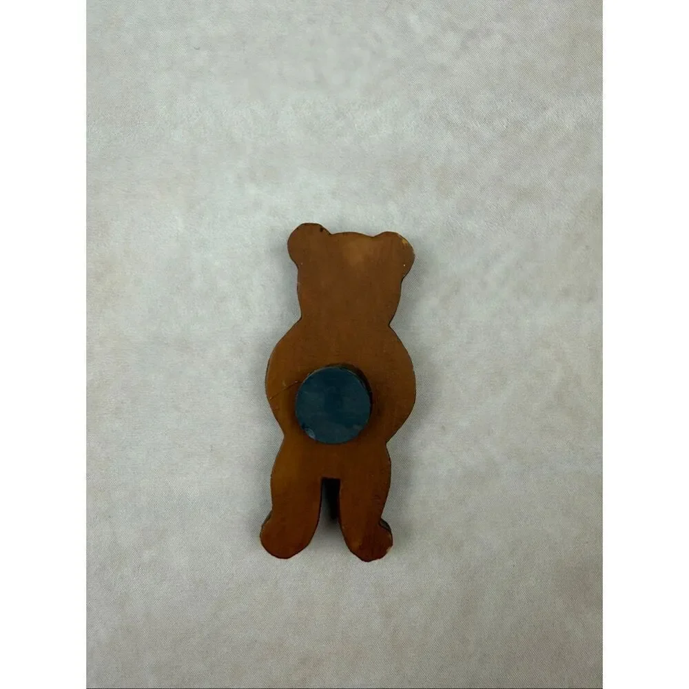 Vintage Bear Magnet Cottagecore Teddybear Wooden 1980s